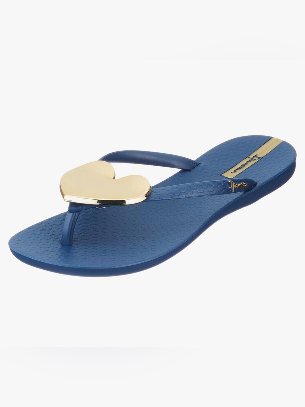 NWT Ipanema Ana Wave Heart Flip Flops Sandals Blue & Gold | Women's Size 7 - Picture 3 of 12